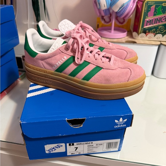 adidas Shoes - Adidas Gazelle Bold Pink with Green Accents